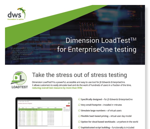 Dimension Loadtest for EnterpriseOne testing