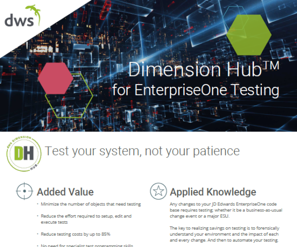Dimension Hub for EnterpriseOne Testing