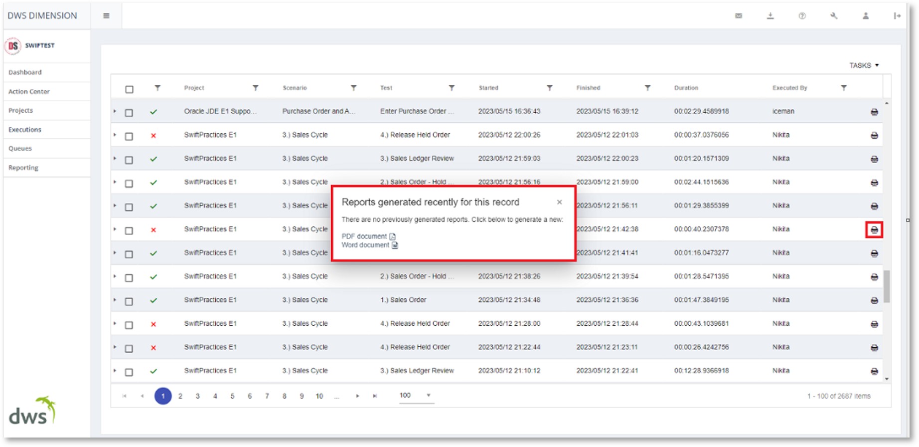 Multiple ways to view your test execution history - DWS Global